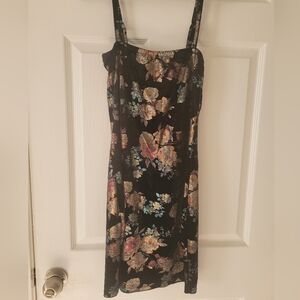 Crushed Velvet Black Metallic Floral Dress